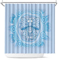 Aussie Nurse Shower Curtain Blue Stethoscope Coquette Bow Aboriginal Dot Art