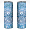 Aussie Nurse Personalised Skinny Tumbler Blue Stethoscope Coquette Bow Aboriginal Dot Art
