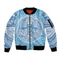 Aussie Nurse Personalised Sleeve Zip Bomber Jacket Blue Stethoscope Coquette Bow Aboriginal Dot Art