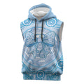 Aussie Nurse Personalised Sleeveless Hoodie Blue Stethoscope Coquette Bow Aboriginal Dot Art