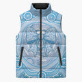 Aussie Nurse Personalised Sleeveless Puffer Jacket Blue Stethoscope Coquette Bow Aboriginal Dot Art