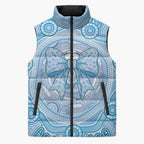Aussie Nurse Personalised Sleeveless Puffer Jacket Blue Stethoscope Coquette Bow Aboriginal Dot Art