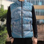 Aussie Nurse Personalised Sleeveless Puffer Jacket Blue Stethoscope Coquette Bow Aboriginal Dot Art