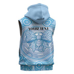 Aussie Nurse Personalised Sleeveless Zip Hoodie Blue Stethoscope Coquette Bow Aboriginal Dot Art