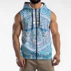 Aussie Nurse Personalised Sleeveless Zip Hoodie Blue Stethoscope Coquette Bow Aboriginal Dot Art