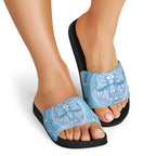 Aussie Nurse Slide Sandals Blue Stethoscope Coquette Bow Aboriginal Dot Art