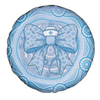 Aussie Nurse Spare Tire Cover Blue Stethoscope Coquette Bow Aboriginal Dot Art