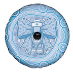 Aussie Nurse Spare Tire Cover Blue Stethoscope Coquette Bow Aboriginal Dot Art