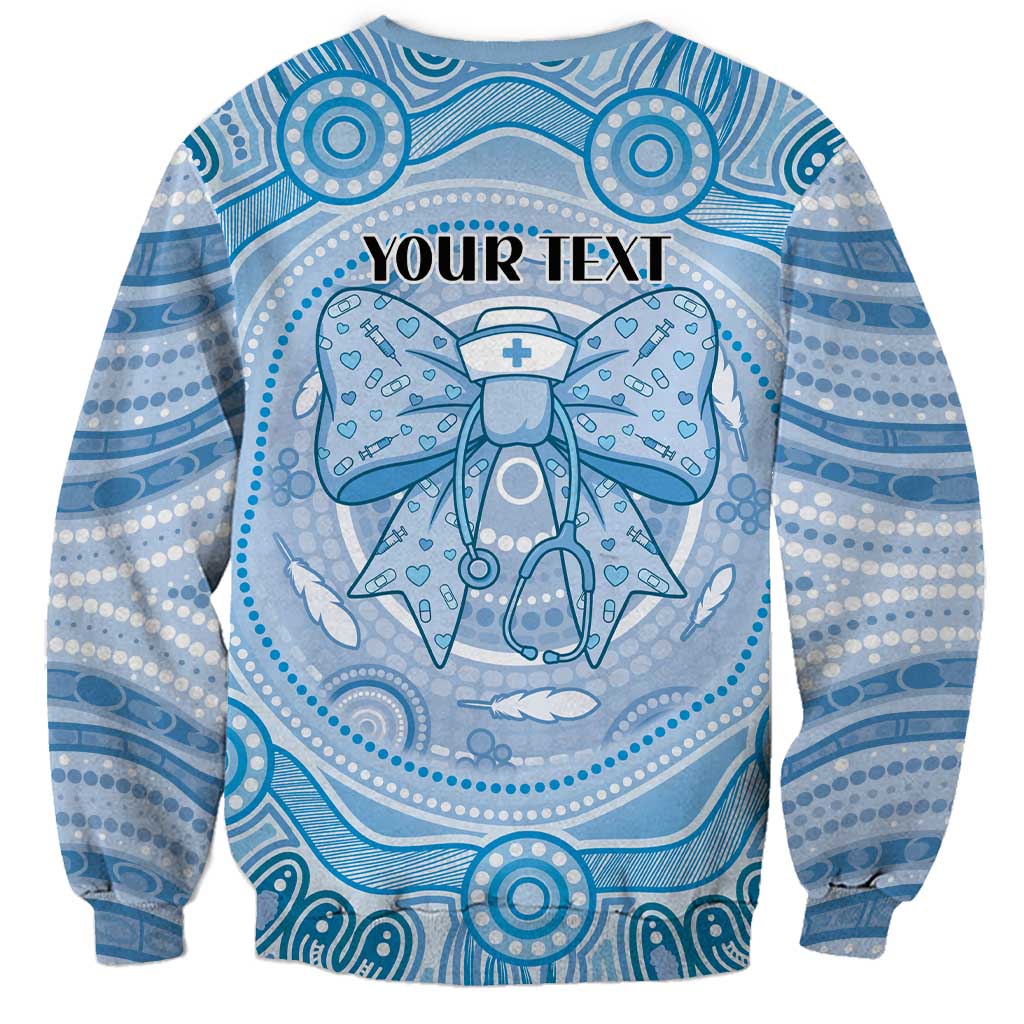 Aussie Nurse Personalised Sweatshirt Blue Stethoscope Coquette Bow Aboriginal Dot Art