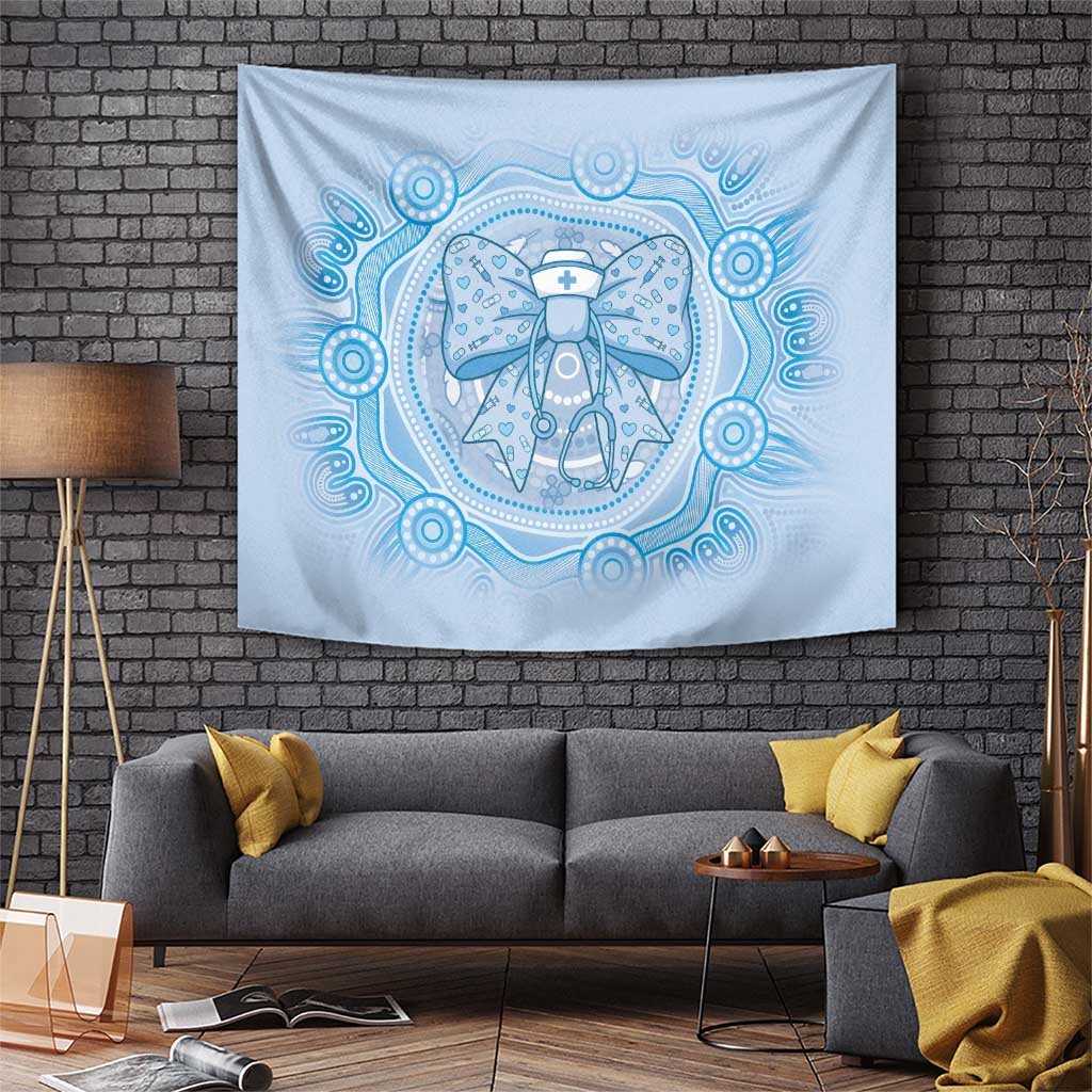 Aussie Nurse Tapestry Blue Stethoscope Coquette Bow Aboriginal Dot Art