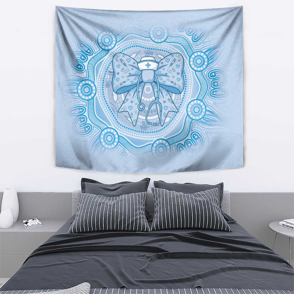 Aussie Nurse Tapestry Blue Stethoscope Coquette Bow Aboriginal Dot Art