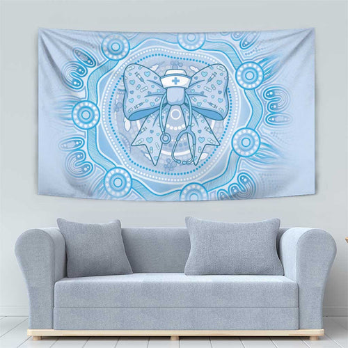 Aussie Nurse Tapestry Blue Stethoscope Coquette Bow Aboriginal Dot Art