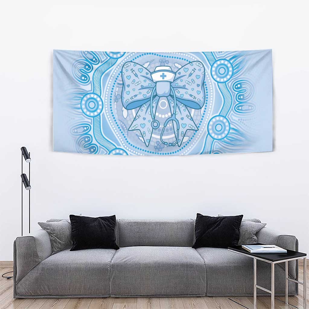 Aussie Nurse Tapestry Blue Stethoscope Coquette Bow Aboriginal Dot Art