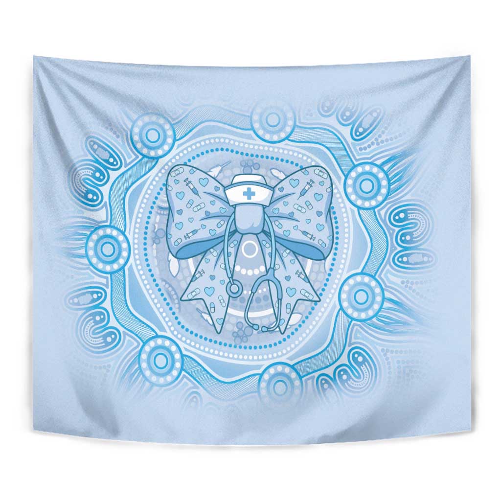 Aussie Nurse Tapestry Blue Stethoscope Coquette Bow Aboriginal Dot Art