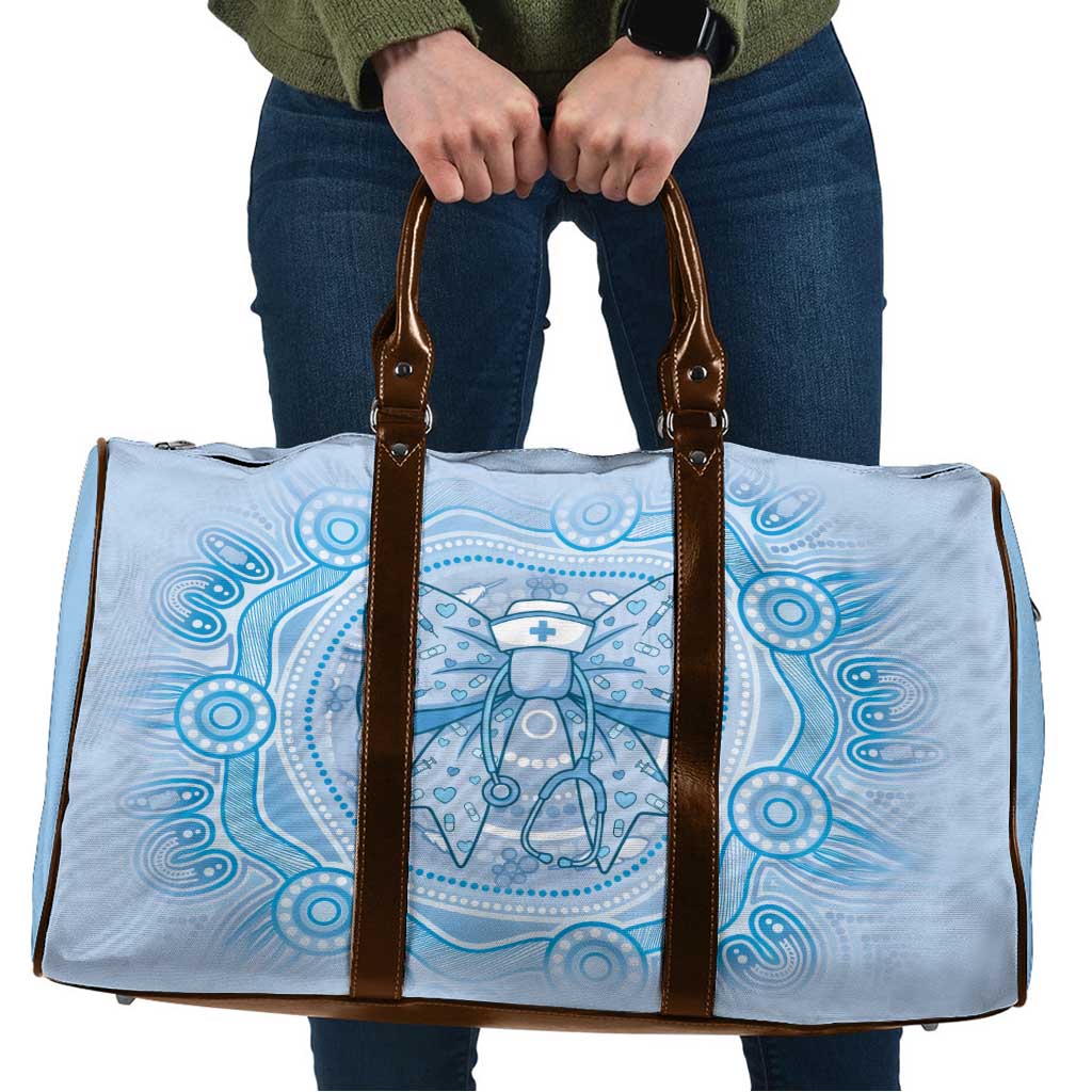 Aussie Nurse Travel Bag Blue Stethoscope Coquette Bow Aboriginal Dot Art
