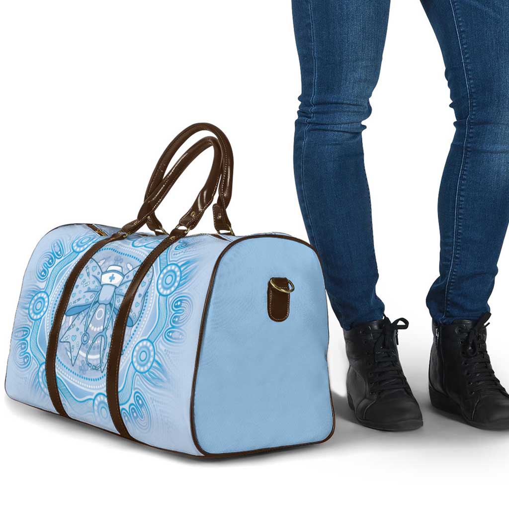 Aussie Nurse Travel Bag Blue Stethoscope Coquette Bow Aboriginal Dot Art
