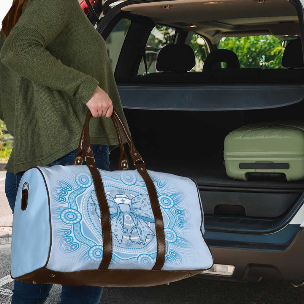 Aussie Nurse Travel Bag Blue Stethoscope Coquette Bow Aboriginal Dot Art