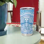 Aussie Nurse Personalised Tumbler Cup Blue Stethoscope Coquette Bow Aboriginal Dot Art