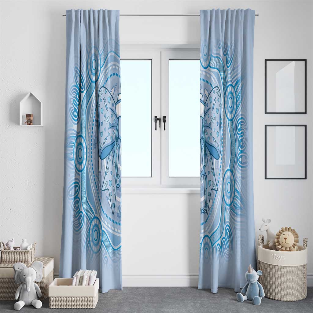 Aussie Nurse Window Curtain Blue Stethoscope Coquette Bow Aboriginal Dot Art