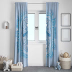 Aussie Nurse Window Curtain Blue Stethoscope Coquette Bow Aboriginal Dot Art