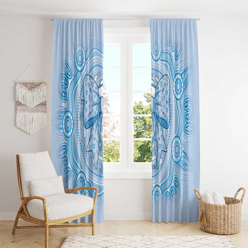 Aussie Nurse Window Curtain Blue Stethoscope Coquette Bow Aboriginal Dot Art