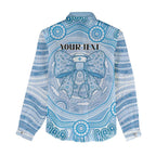 Aussie Nurse Personalised Women Casual Shirt Blue Stethoscope Coquette Bow Aboriginal Dot Art