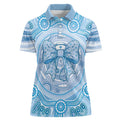 Aussie Nurse Personalised Women Polo Shirt Blue Stethoscope Coquette Bow Aboriginal Dot Art