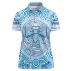 Aussie Nurse Personalised Women Polo Shirt Blue Stethoscope Coquette Bow Aboriginal Dot Art
