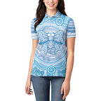 Aussie Nurse Personalised Women Polo Shirt Blue Stethoscope Coquette Bow Aboriginal Dot Art