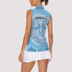 Aussie Nurse Personalised Women Sleeveless Polo Shirt Blue Stethoscope Coquette Bow Aboriginal Dot Art