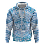 Aussie Nurse Personalised Zip Hoodie Blue Stethoscope Coquette Bow Aboriginal Dot Art