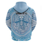 Aussie Nurse Personalised Zip Hoodie Blue Stethoscope Coquette Bow Aboriginal Dot Art