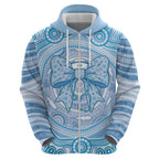 Aussie Nurse Personalised Zip Hoodie Blue Stethoscope Coquette Bow Aboriginal Dot Art
