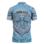 Aussie Nurse Personalised Zipper Polo Shirt Blue Stethoscope Coquette Bow Aboriginal Dot Art
