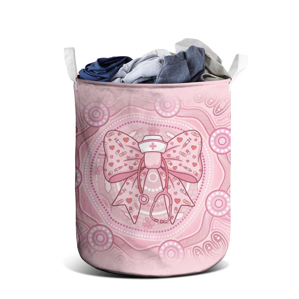 Aussie Nurse Laundry Basket Pink Stethoscope Coquette Bow Aboriginal Dot Art