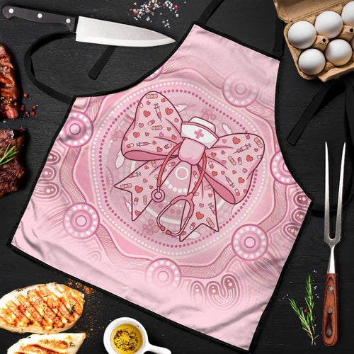 Aussie Nurse Apron Pink Stethoscope Coquette Bow Aboriginal Dot Art