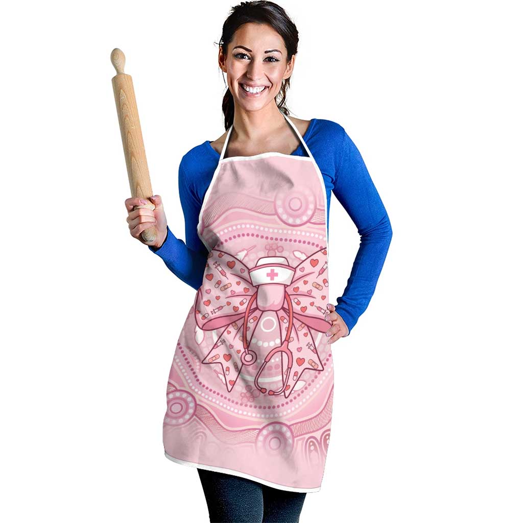 Aussie Nurse Apron Pink Stethoscope Coquette Bow Aboriginal Dot Art