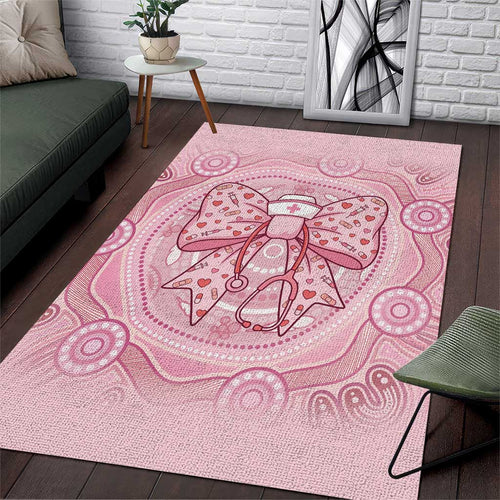 Aussie Nurse Area Rug Pink Stethoscope Coquette Bow Aboriginal Dot Art