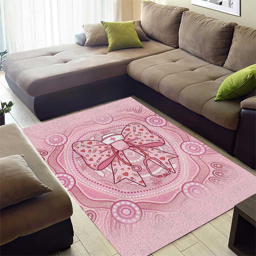 Aussie Nurse Area Rug Pink Stethoscope Coquette Bow Aboriginal Dot Art