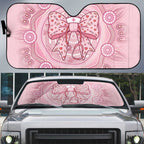 Aussie Nurse Auto Sun Shade Pink Stethoscope Coquette Bow Aboriginal Dot Art