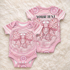 Aussie Nurse Personalised Baby Onesie Pink Stethoscope Coquette Bow Aboriginal Dot Art