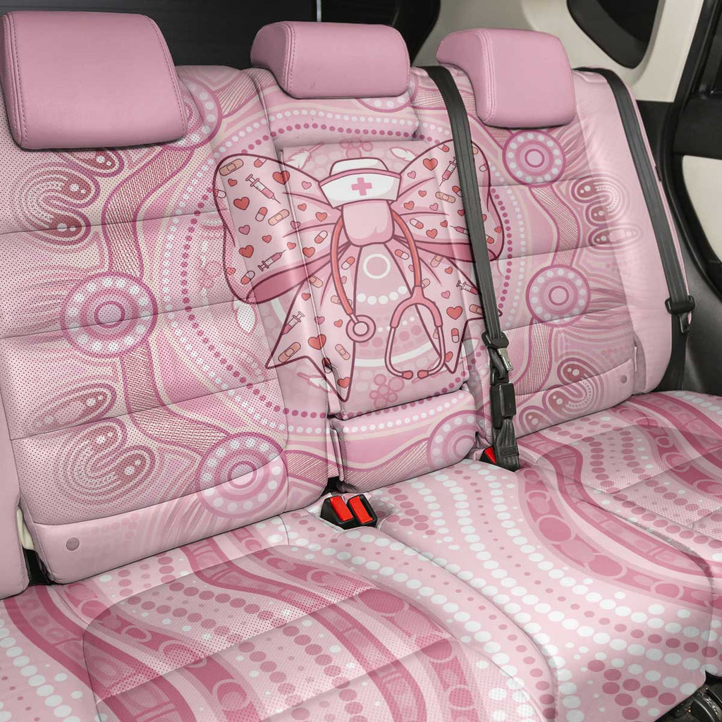 Aussie Nurse Back Car Seat Cover Pink Stethoscope Coquette Bow Aboriginal Dot Art
