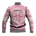 Aussie Nurse Personalised Baseball Jacket Pink Stethoscope Coquette Bow Aboriginal Dot Art