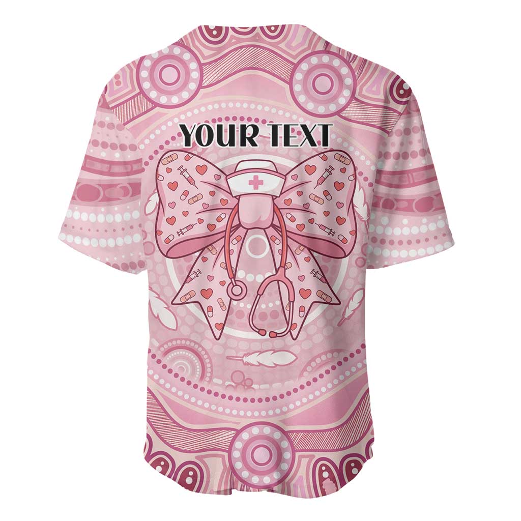 Aussie Nurse Personalised Baseball Jersey Pink Stethoscope Coquette Bow Aboriginal Dot Art