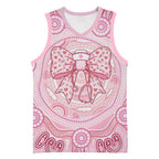 Aussie Nurse Personalised Basketball Jersey Pink Stethoscope Coquette Bow Aboriginal Dot Art