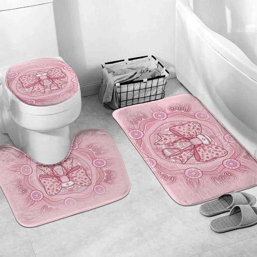 Aussie Nurse Bathroom Set Pink Stethoscope Coquette Bow Aboriginal Dot Art