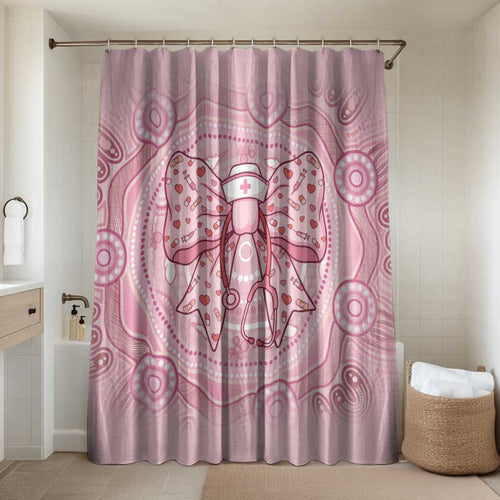 Aussie Nurse Bathroom Set Pink Stethoscope Coquette Bow Aboriginal Dot Art