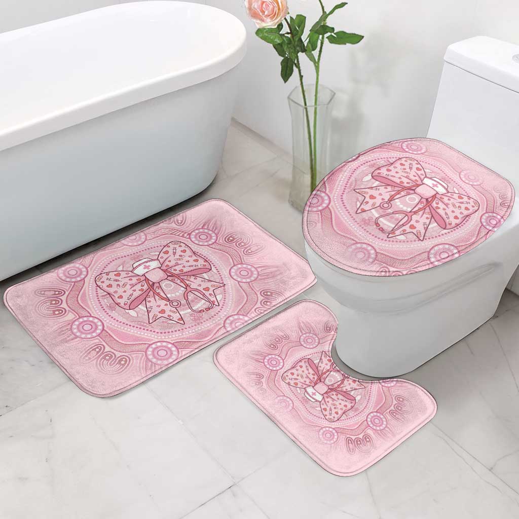 Aussie Nurse Bathroom Set Pink Stethoscope Coquette Bow Aboriginal Dot Art