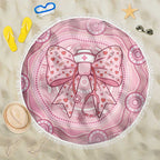 Aussie Nurse Beach Blanket Pink Stethoscope Coquette Bow Aboriginal Dot Art
