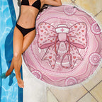 Aussie Nurse Beach Blanket Pink Stethoscope Coquette Bow Aboriginal Dot Art